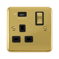 Click Deco Plus Polished Brass 13A Single USB Socket DPBR571UBK