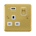 Click Deco Plus Polished Brass 13A Single USB Socket DPBR571UWH