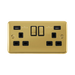 Front view of Click Deco Plus Polished Brass 13A Double USB Socket