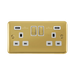 Front view of Click Deco Plus Polished Brass 13A Double USB Socket