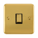 Front view of Click Deco Plus Polished Brass 20A Double Pole Switch