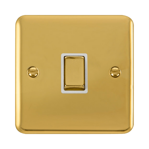 Front view of Click Deco Plus Polished Brass 20A Double Pole Switch