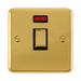 Front view of Click Deco Plus Polished Brass 20A Double Pole Switch with Neon