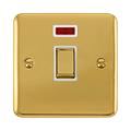 Front view of Click Deco Plus Polished Brass 20A Double Pole Switch with Neon