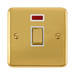 Front view of Click Deco Plus Polished Brass 20A Double Pole Switch with Neon