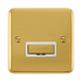 Front view of Click Deco Plus Polished Brass 13A Unswitched Spur