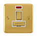 Front view of Click Deco Plus Polished Brass 13A Switched Spur with Neon