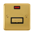Front view of Click Deco Plus Polished Brass 13A Unswitched Spur with Neon
