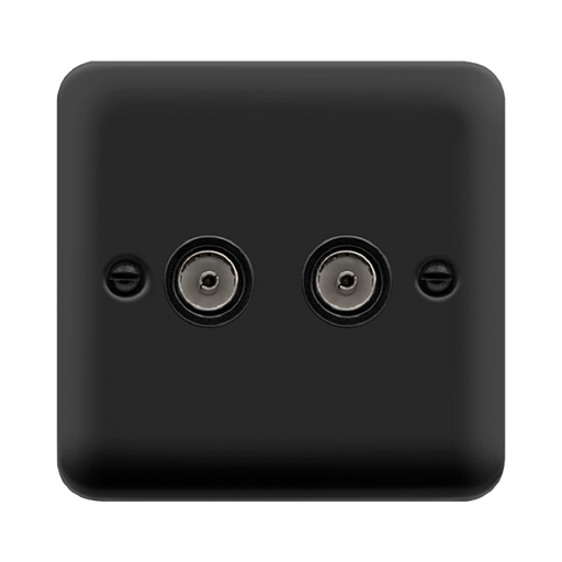 Click Deco Plus Matt Black Double TV Socket DPMB066BK