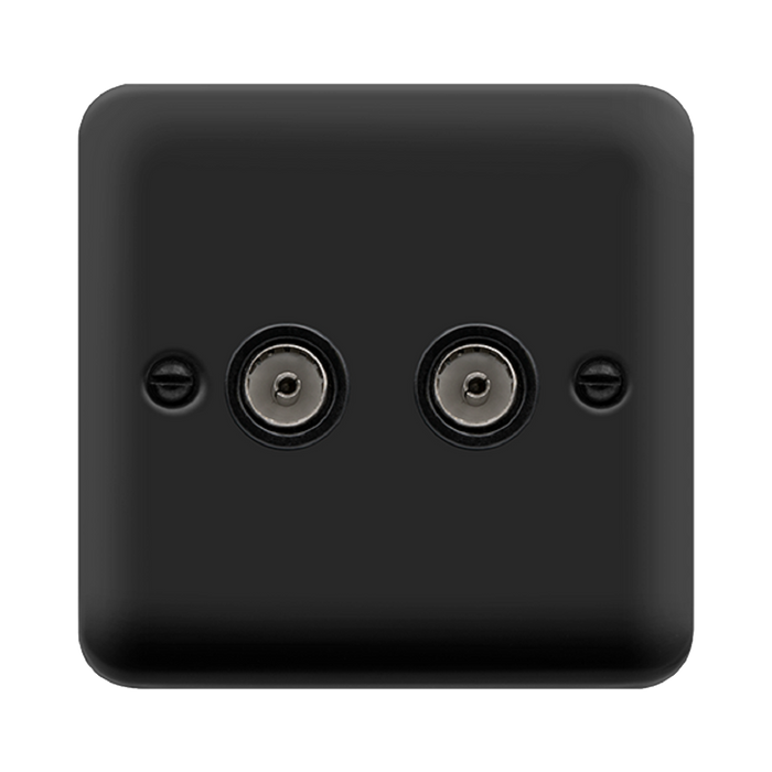 Click Deco Plus Matt Black Double TV Socket DPMB066BK