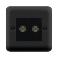 Click Deco Plus Matt Black Double TV Socket DPMB066MBK