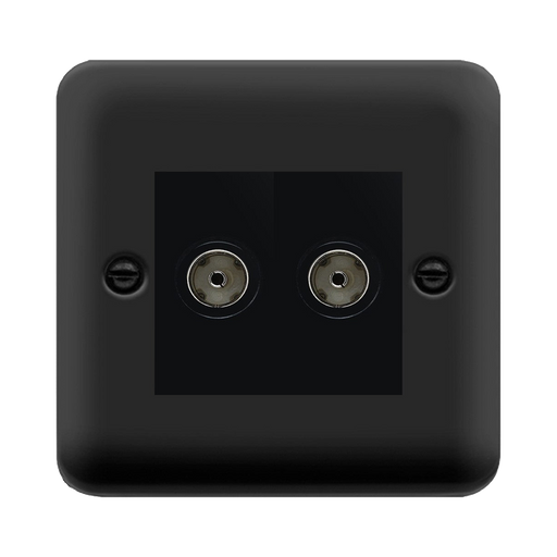 Click Deco Plus Matt Black Double TV Socket DPMB066MBK