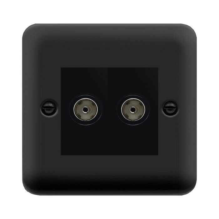 Click Deco Plus Matt Black Double TV Socket DPMB066MBK