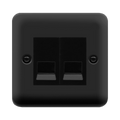 Click Deco Plus Matt Black Double Slave Telephone Socket DPMB126MBK