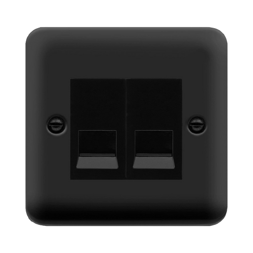 Click Deco Plus Matt Black Double Slave Telephone Socket DPMB126MBK