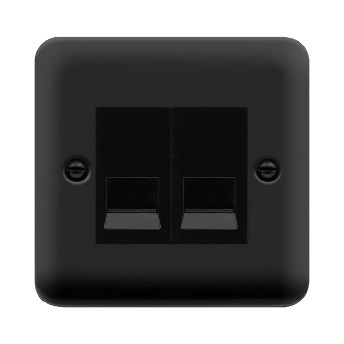 Click Deco Plus Matt Black Double Slave Telephone Socket DPMB126MBK