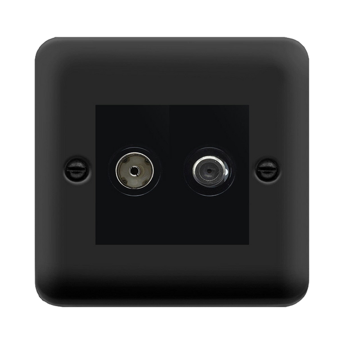 Click Deco Plus Matt Black TV and Satellite Isolated Socket DPMB157MBK