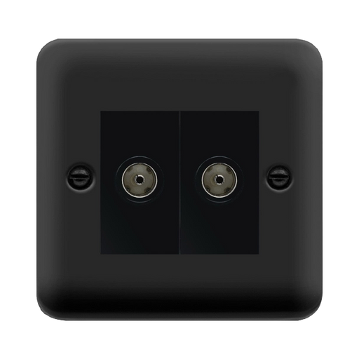 Click Deco Plus Matt Black Double Isolated TV Socket DPMB159MBK