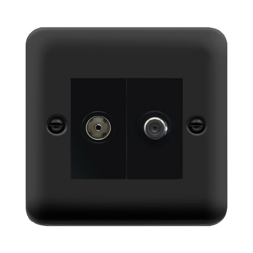 Click Deco Plus Matt Black TV and Satellite Non-Isolated Socket DPMB170MBK