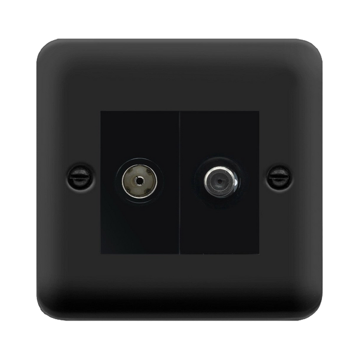 Click Deco Plus Matt Black TV and Satellite Non-Isolated Socket DPMB170MBK
