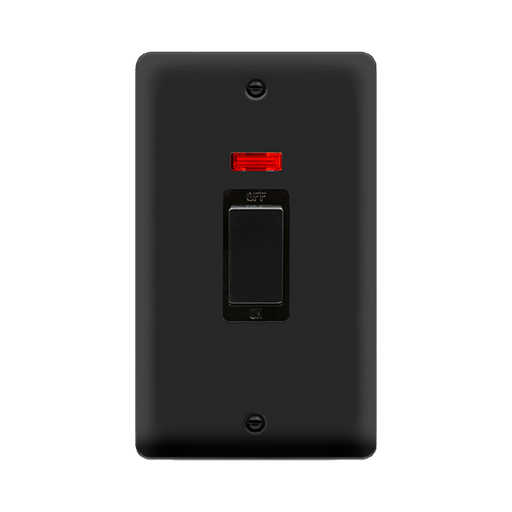 Click Deco Plus Matt Black 45A Cooker Switch with Neon DPMB503BK