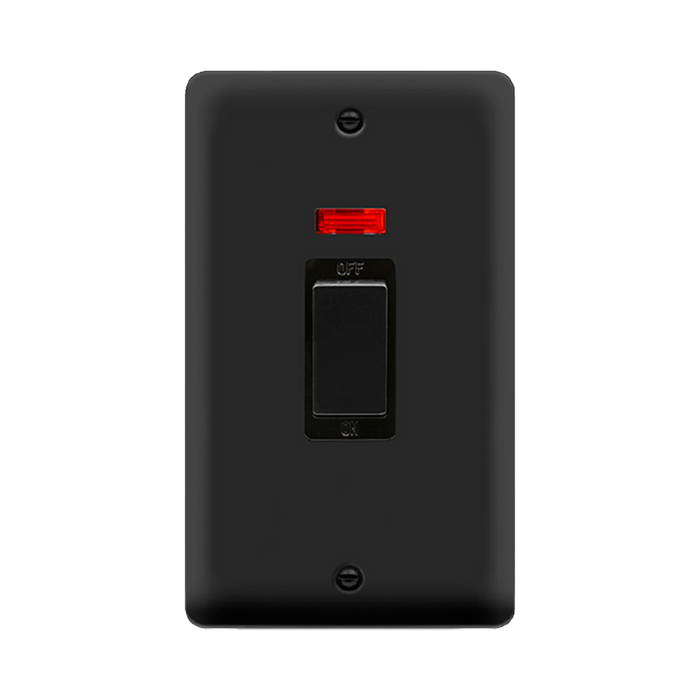 Click Deco Plus Matt Black 45A Cooker Switch with Neon DPMB503BK
