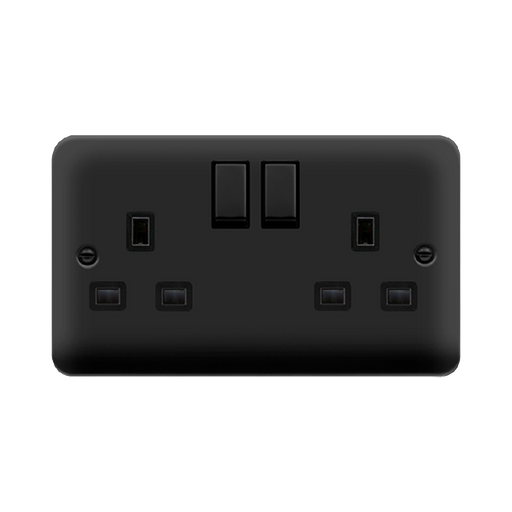 Click Deco Plus Matt Black 13A Double Socket DPMB536BK
