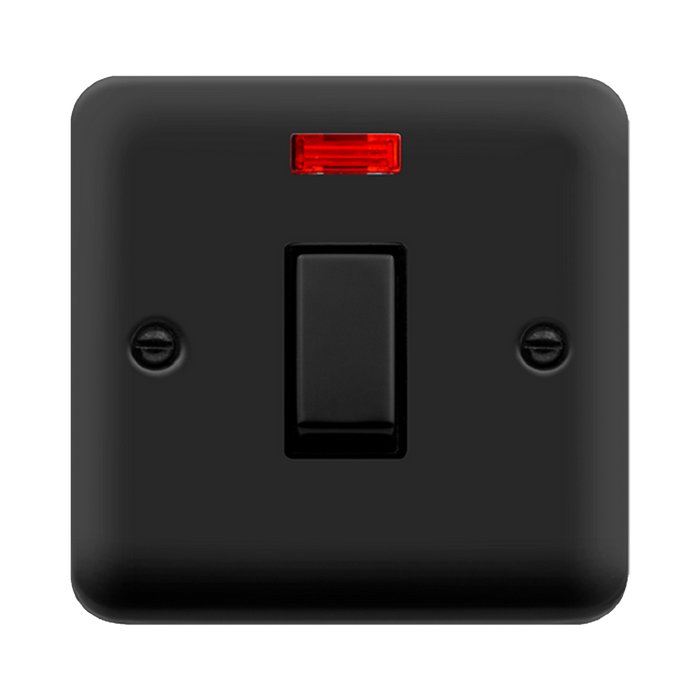 Click Deco Plus Matt Black 20A Double Pole Switch with Neon DPMB723BK