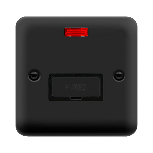 Click Deco Plus Matt Black 13A Unswitched Spur with Neon DPMB753BK