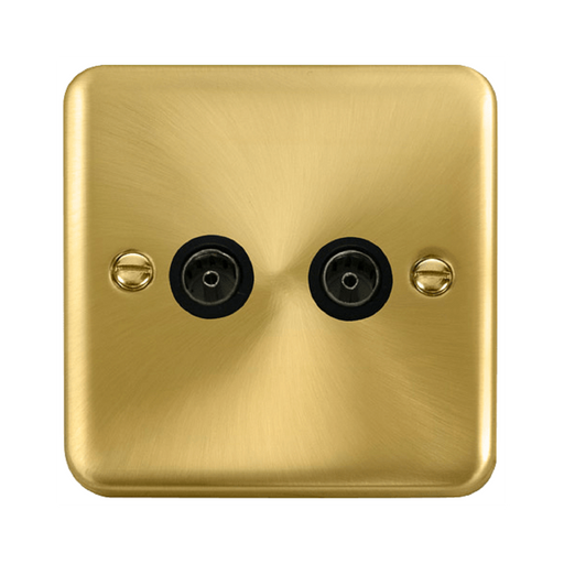 Click Deco Plus Satin Brass Double TV Socket DPSB066BK