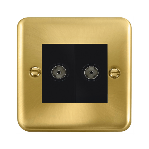 Click Deco Plus Satin Brass Double TV Socket DPSB066MBK