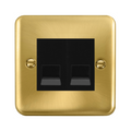 Click Deco Plus Satin Brass Double Slave Telephone Socket DPSB126MBK