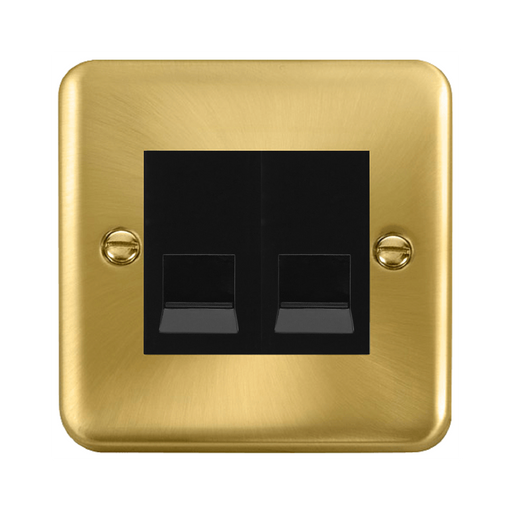 Click Deco Plus Satin Brass Double Slave Telephone Socket DPSB126MBK