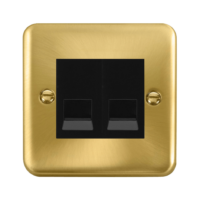 Click Deco Plus Satin Brass Double Slave Telephone Socket DPSB126MBK