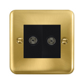 Click Deco Plus Satin Brass Double Isolated TV Socket DPSB159MBK