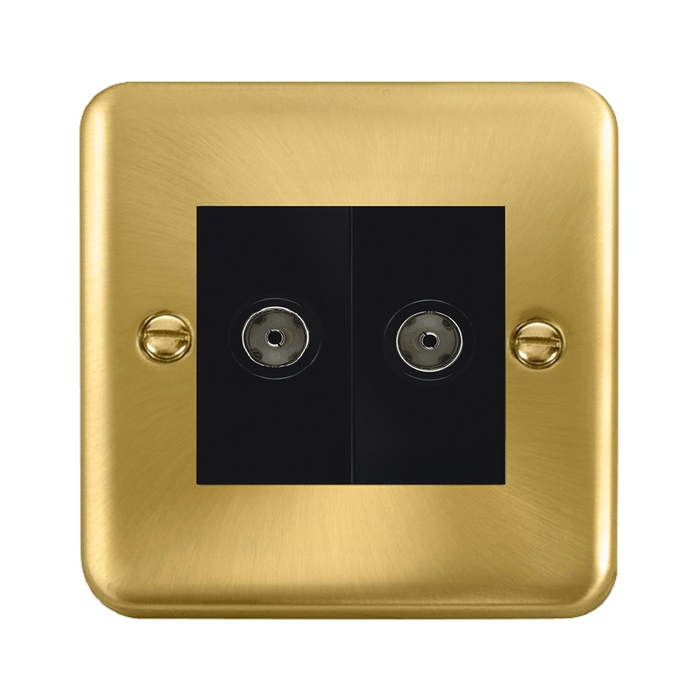Click Deco Plus Satin Brass Double Isolated TV Socket DPSB159MBK