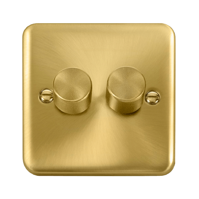 Click Deco Plus Satin Brass 2G LED Dimmer Switch DPSB162