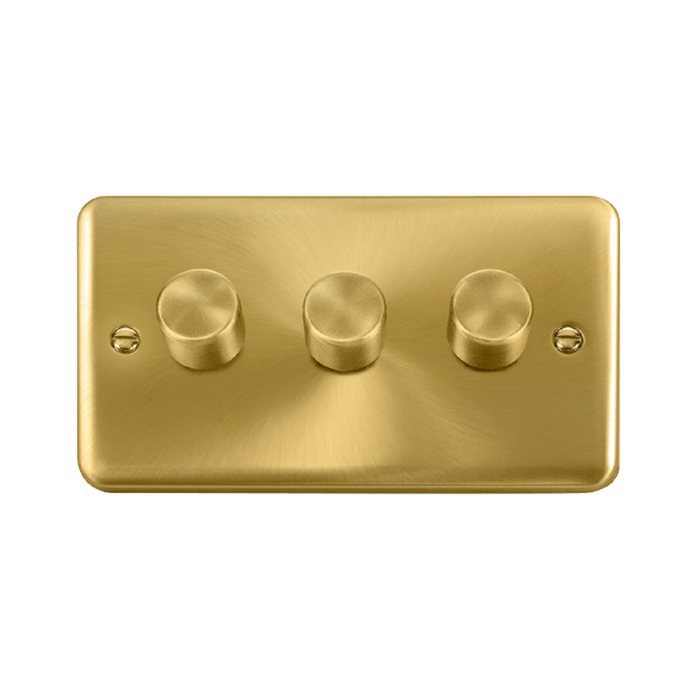 Click Deco Plus Satin Brass 3G LED Dimmer Switch DPSB163