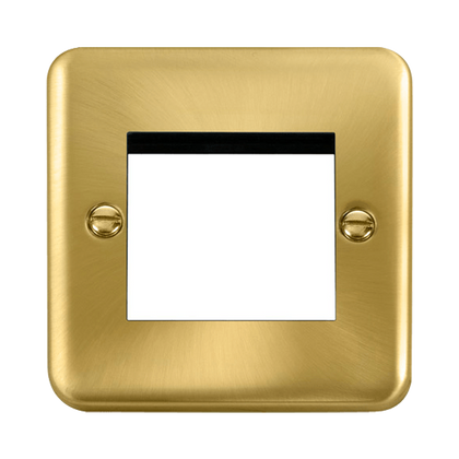 Scolmore Click Deco Plus Satin Brass 1 Gang New Media Euro Plate – 2 Apertures DPSB311