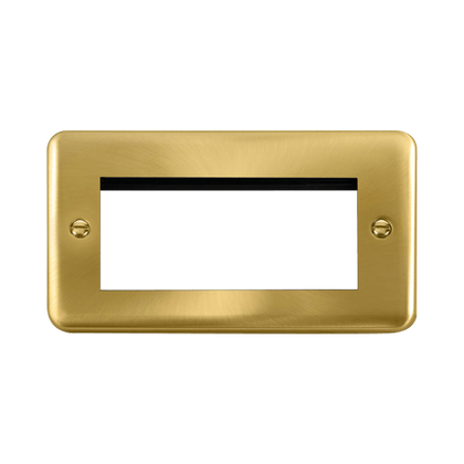 Scolmore Click Deco Plus Satin Brass 2 Gang New Media Euro Plate – 4 Apertures DPSB312