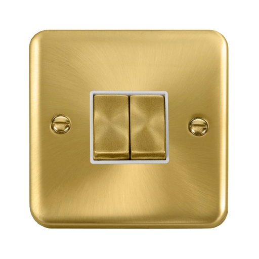 Click Deco Plus Satin Brass 2G Light Switch DPSB412WH