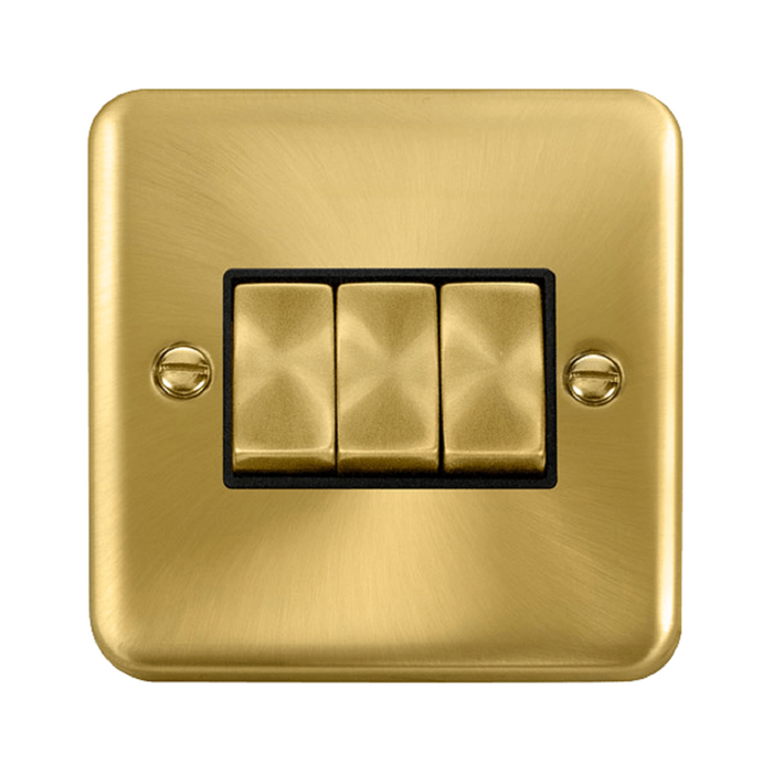 Click Deco Plus Satin Brass 3G Light Switch DPSB413BK