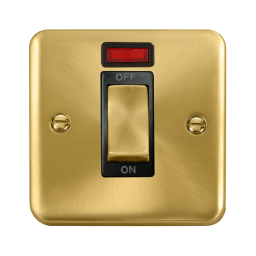 Click Deco Plus Satin Brass 45A Cooker Switch with Neon DPSB501BK
