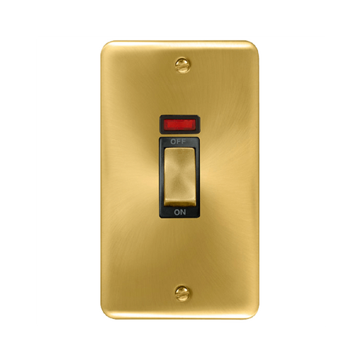 Click Deco Plus Satin Brass 45A Cooker Switch with Neon DPSB503BK