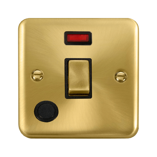 Click Deco Plus Satin Brass 20A Double Pole Switch with Neon and Flex DPSB523BK