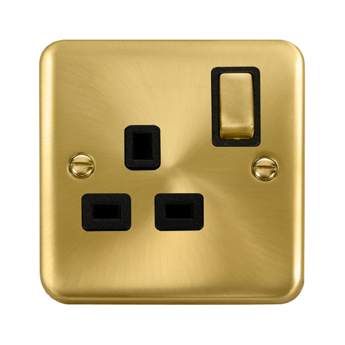 Click Deco Plus Satin Brass 13A Single Socket DPSB535BK