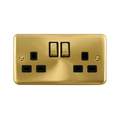 Click Deco Plus Satin Brass 13A Double Socket DPSB536BK