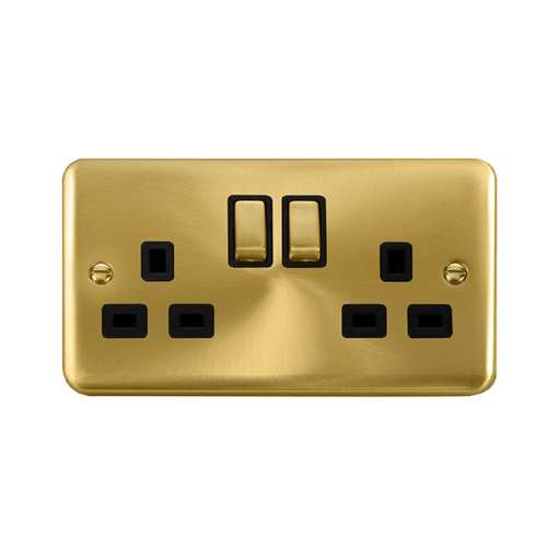 Click Deco Plus Satin Brass 13A Double Socket DPSB536BK