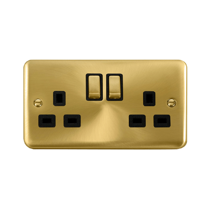 Click Deco Plus Satin Brass 13A Double Socket DPSB536BK