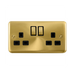 Click Deco Plus Satin Brass 13A Double Socket DPSB536BK